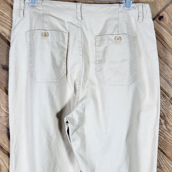 Lauren Ralph Lauren Pants Women 8 Linen Cotton Blend Straight Leg Tan Green Tag - Picture 5 of 9